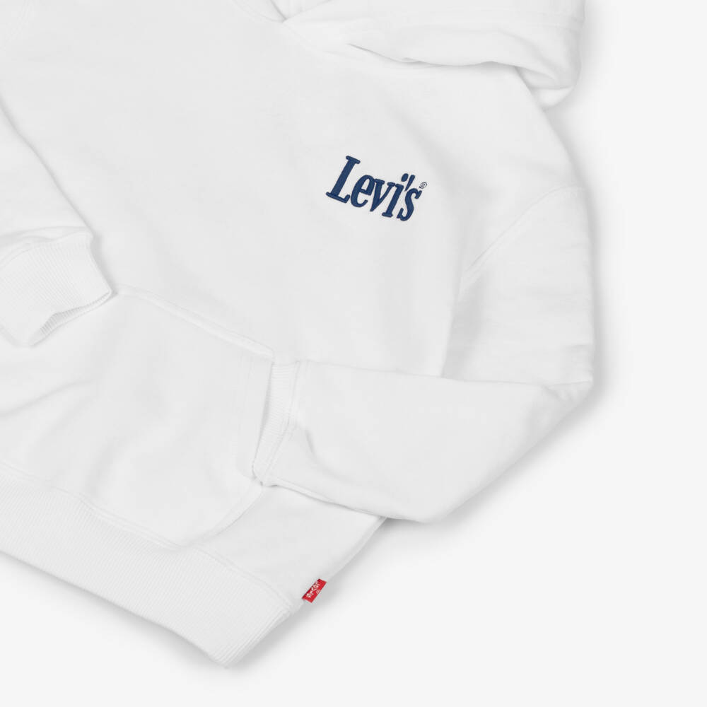 Levi's-Boys White Embroidered Logo Hoodie | Childrensalon Outlet