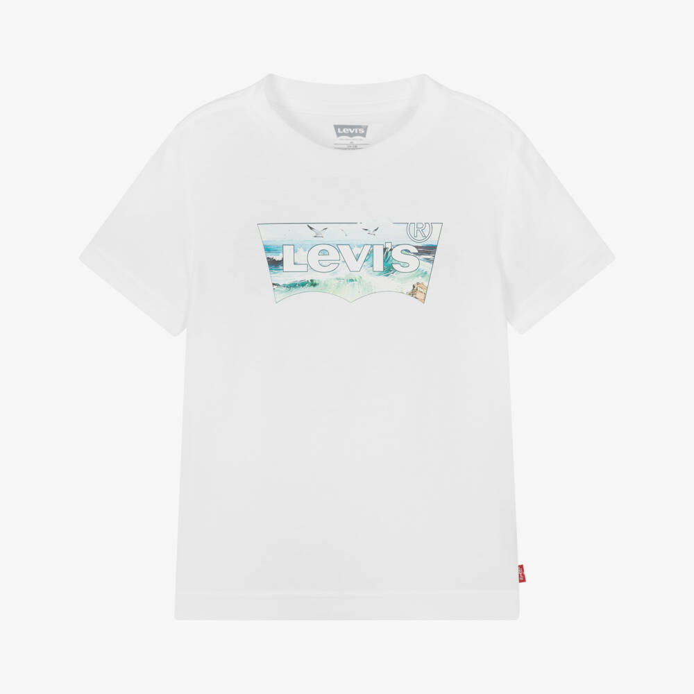 Levi's-Футболка Белая с Океанской Волной для мальчиков | Childrensalon Outlet