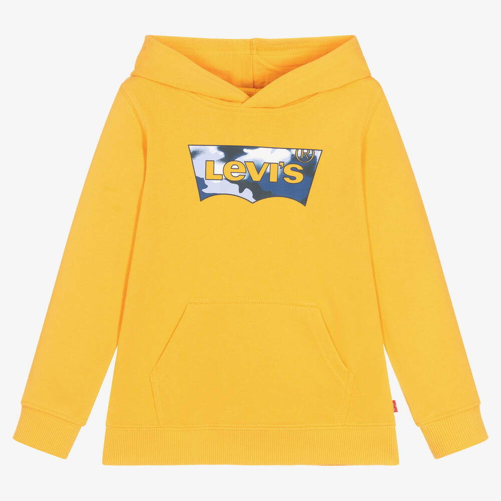 Levi's - Boys Yellow Cotton Batwing Logo Hoodie | Childrensalon