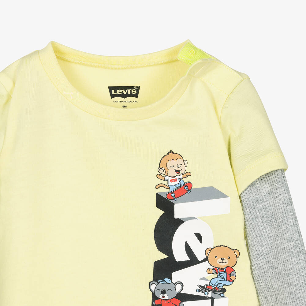 Levi's-Boys Yellow Cotton Top & Trouser Set | Childrensalon Outlet