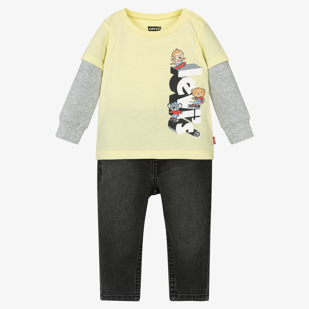 Levi's - Haut jaune en coton et pantalon | Childrensalon