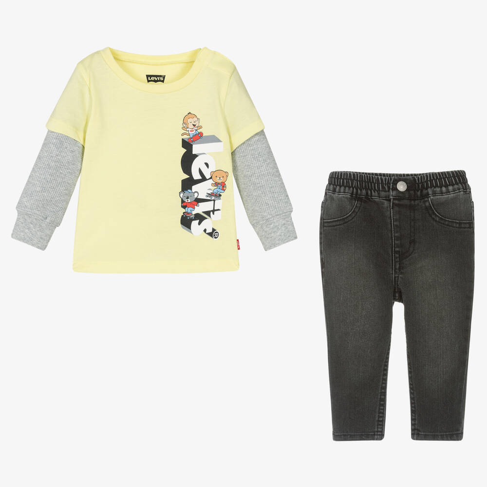Levi's-Boys Yellow Cotton Top & Trouser Set | Childrensalon Outlet