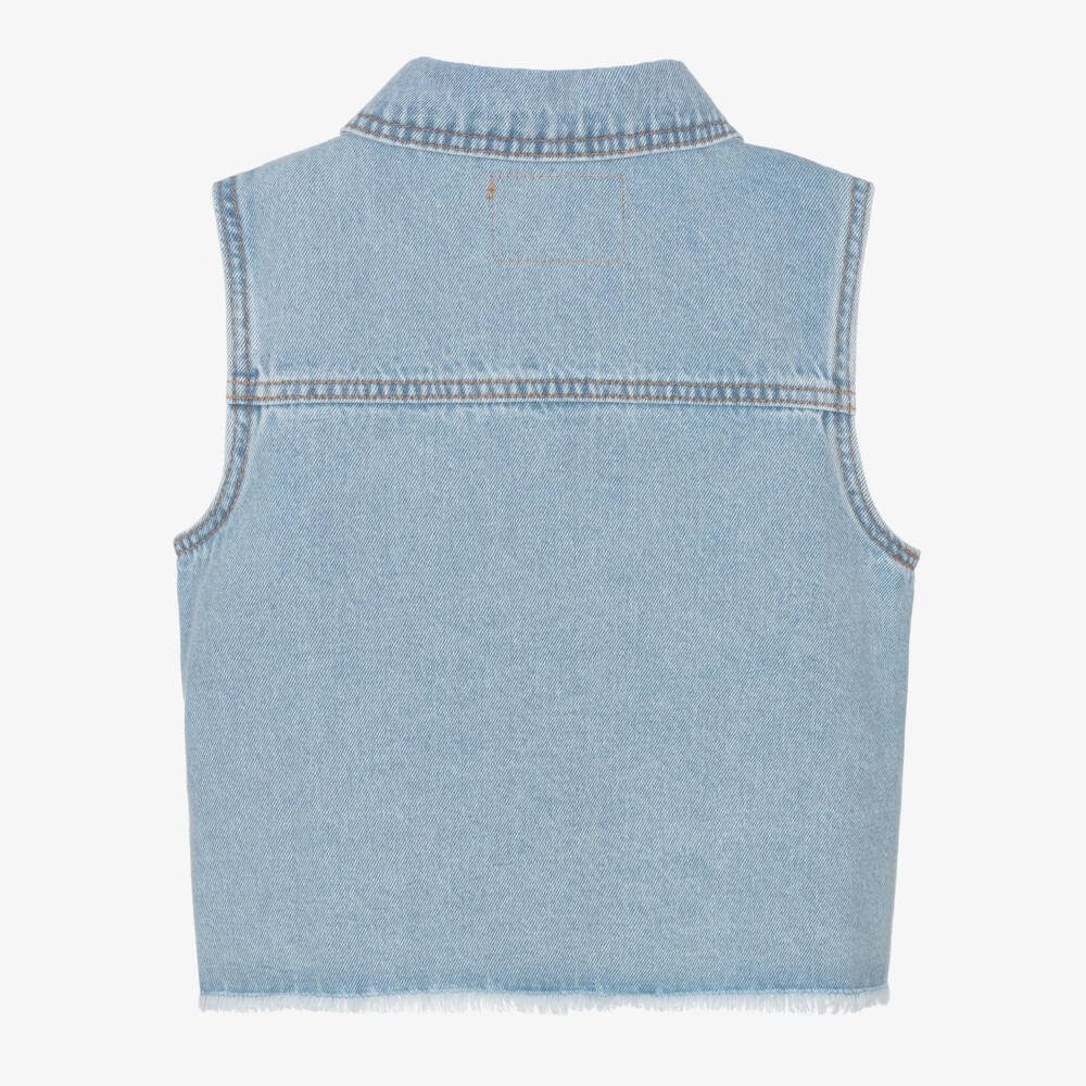 Levi's-Girls Azure Denim Vest with Embroidery | Childrensalon Outlet
