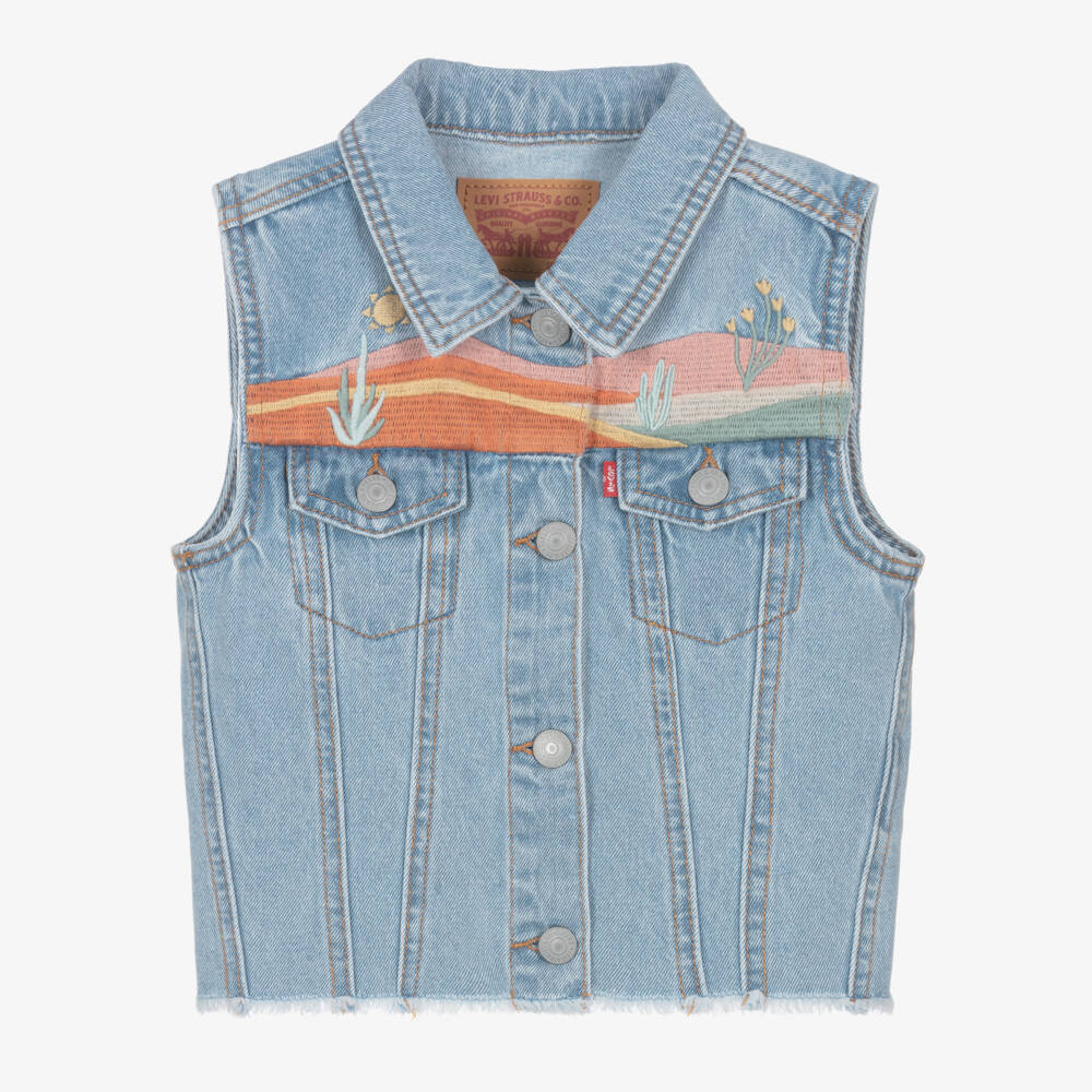 Levi's-سترة جينز زرقاء للبنات بتطريز | Childrensalon Outlet