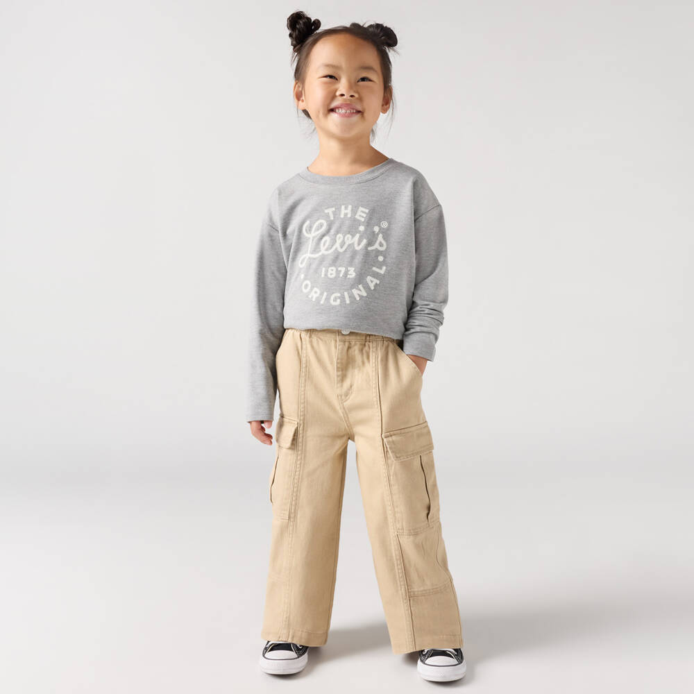 Levi's-Girls Beige Loose Cargo Trousers | Childrensalon Outlet