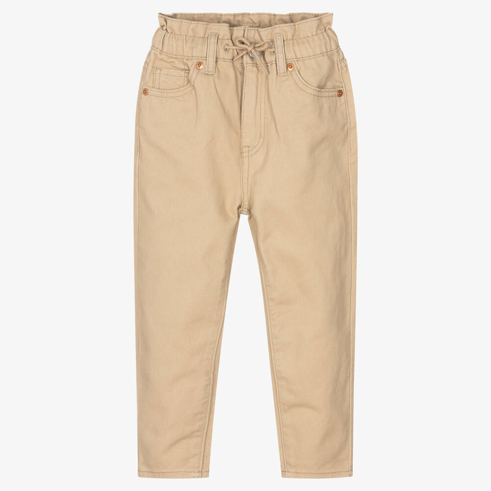 Levi's - Girls Beige Paperbag Jeans | Childrensalon