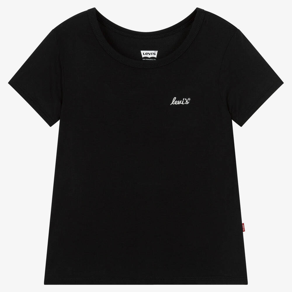 Levi's - Girls Black Viscose Jersey T-Shirt | Childrensalon