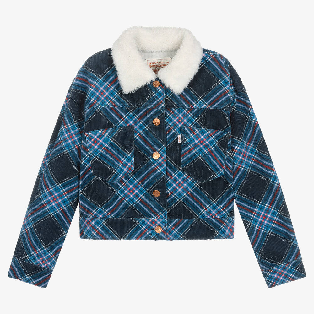 Levi's - Girls Blue Check Corduroy Jacket | Childrensalon