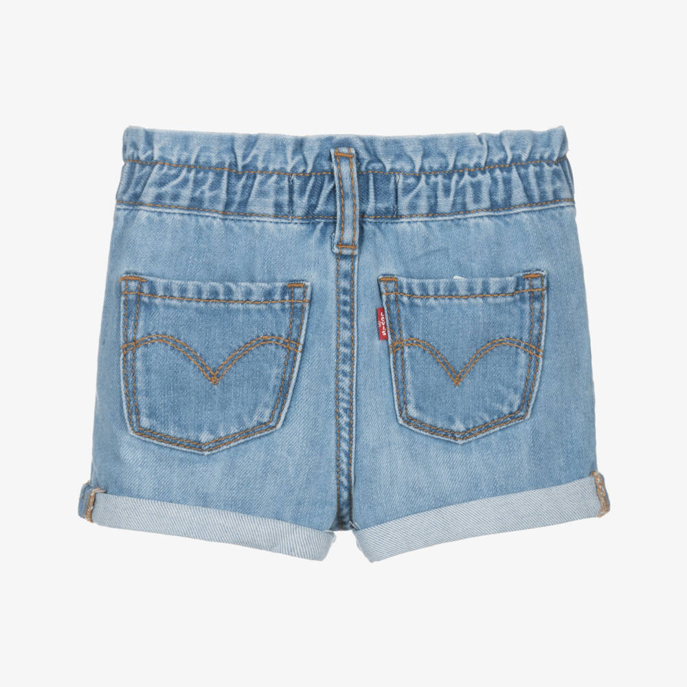 Levi's-Girls Blue Cotton Denim High Rise Shorts | Childrensalon Outlet