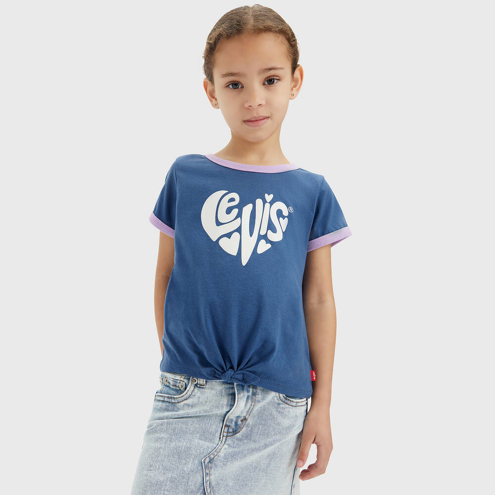 Levi's-Girls Blue Cotton Logo T-Shirt | Childrensalon Outlet