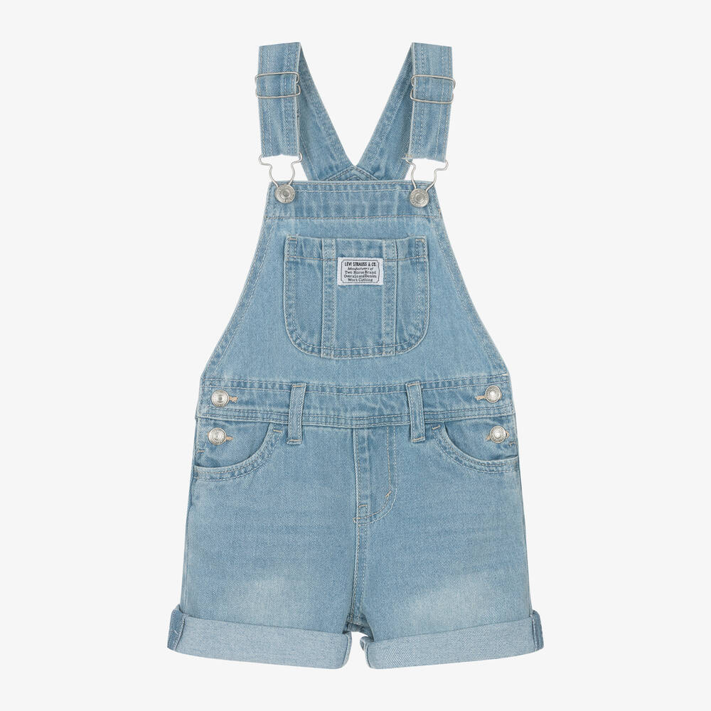 Levi's-Girls Blue Denim Dungaree Shorts | Childrensalon Outlet