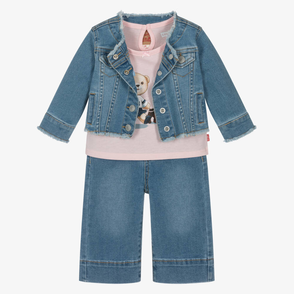 Levi's-Girls Blue Denim Jacket & Trouser Set | Childrensalon Outlet