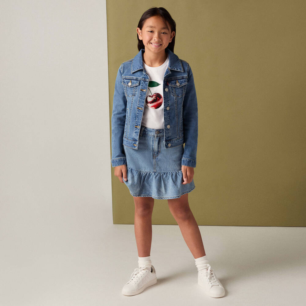 Levi's-Girls Blue Denim Skort with Flounce Hem | Childrensalon Outlet