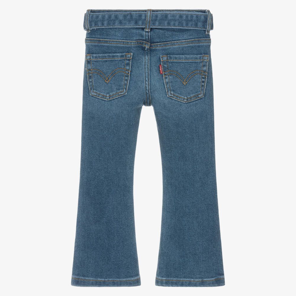 Levi's-Girls Blue Flared Denim Jeans with Belt | Childrensalon Outlet