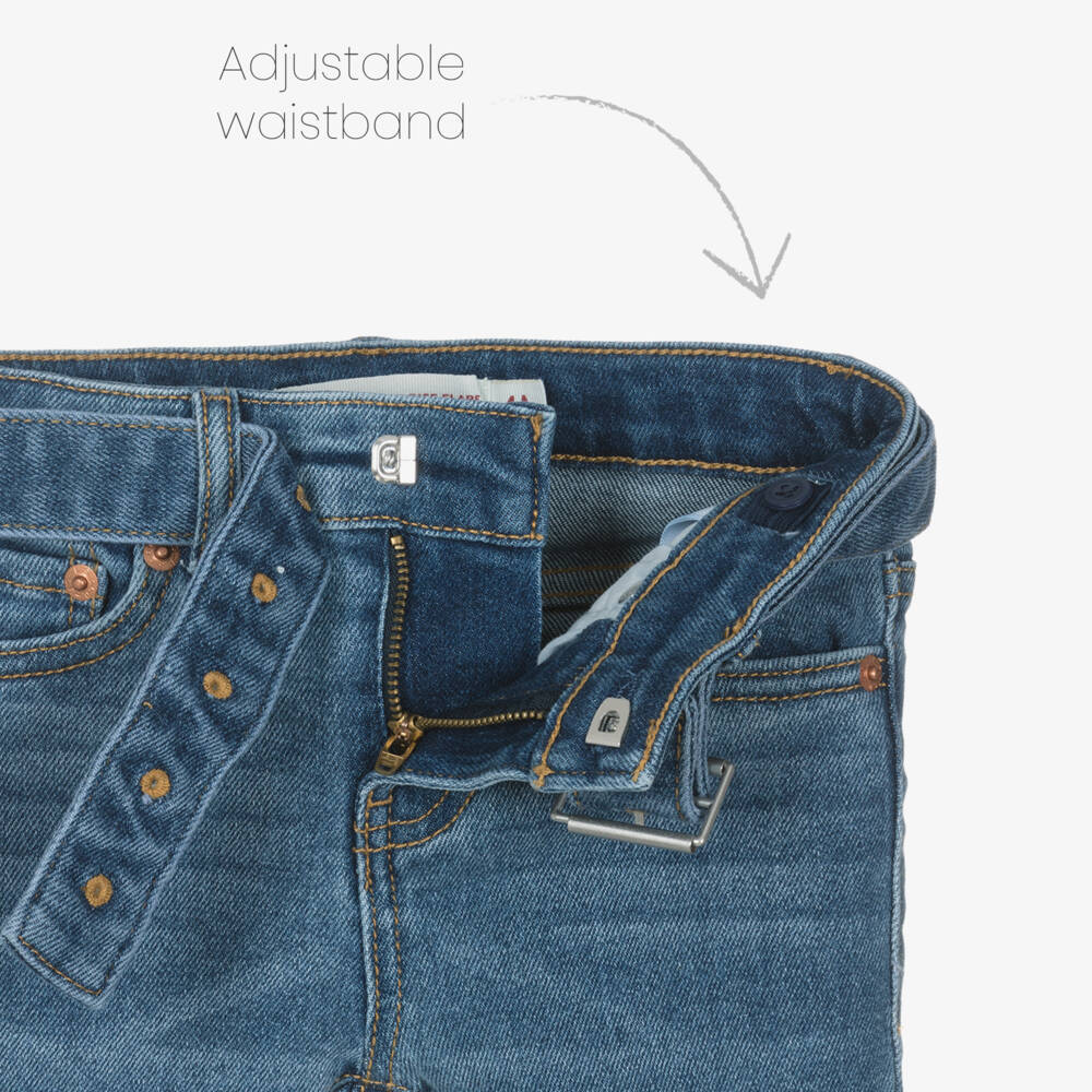 Levi's-Girls Blue Flared Denim Jeans with Belt | Childrensalon Outlet