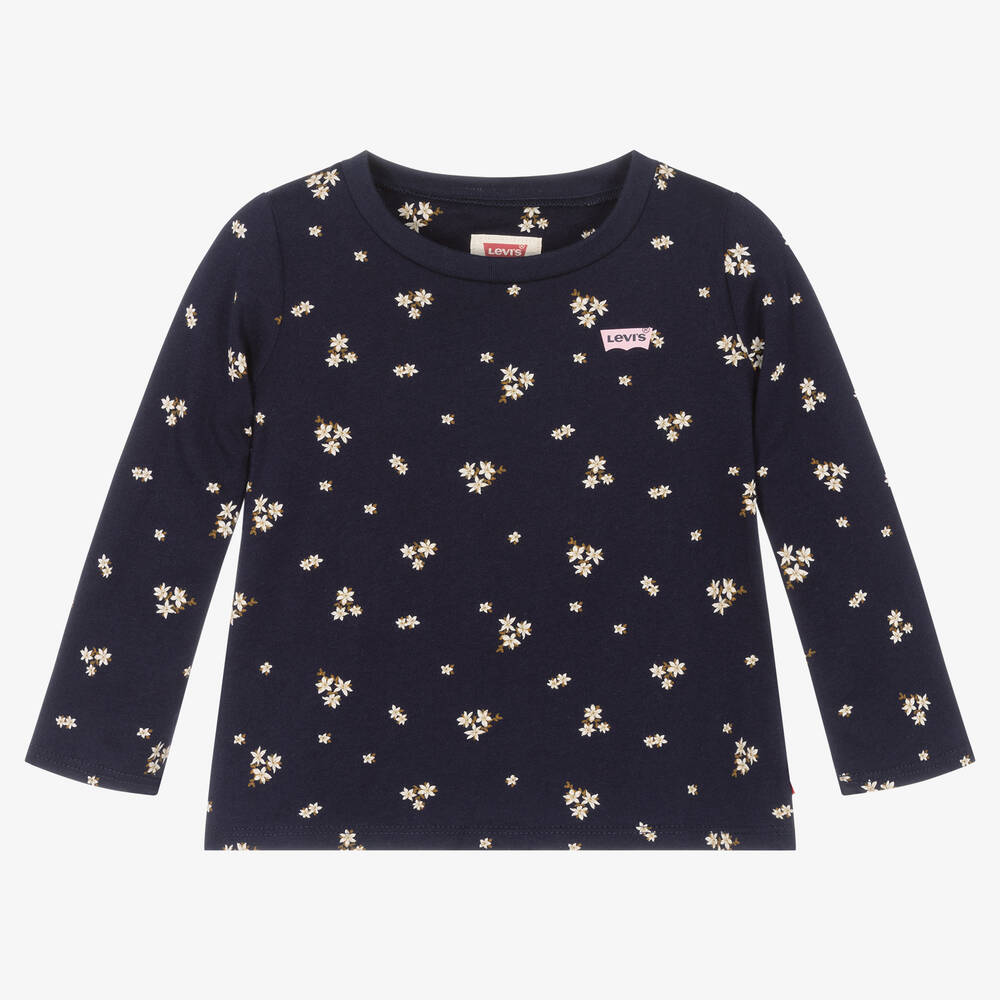 Levi's - Girls Blue Floral Cotton Top | Childrensalon