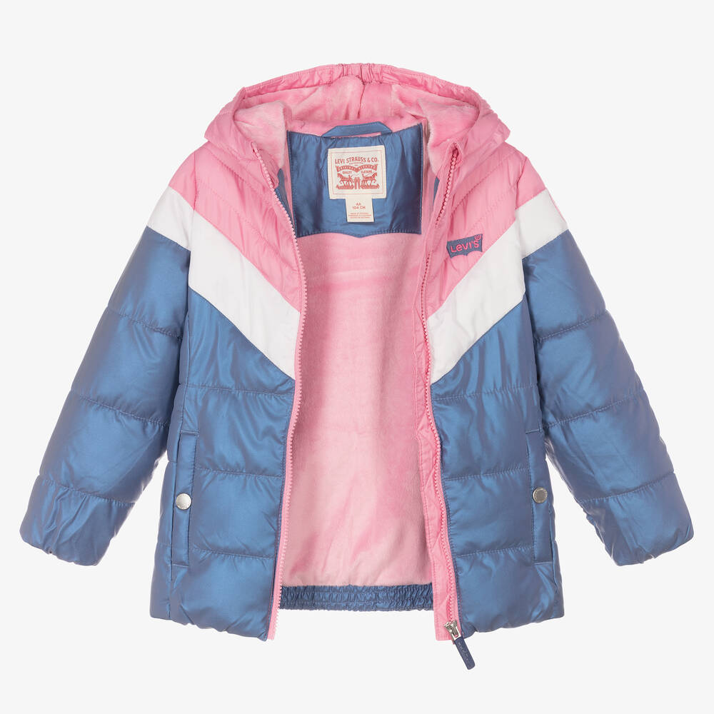 Levi's-Girls Blue & Pink Puffer Jacket | Childrensalon Outlet