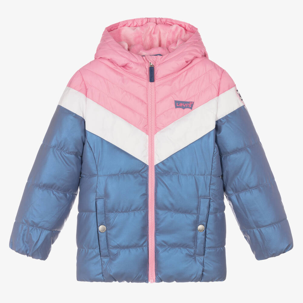 Levi's - Girls Blue & Pink Puffer Jacket | Childrensalon