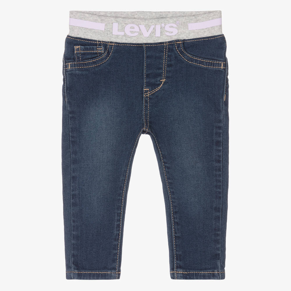 Levi's - جينز سكيني قطن دنيم لون أزرق للبنات | Childrensalon
