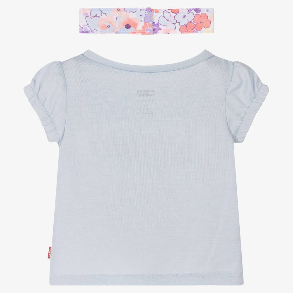 Levi's-Girls Blue T-Shirt & Headband Set | Childrensalon Outlet