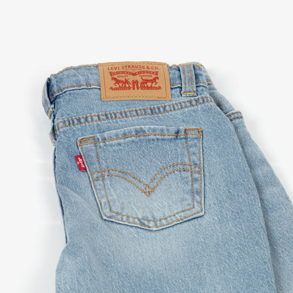 Levi's-Girls Blue Washed Denim Baggy Barrel Jeans | Childrensalon Outlet