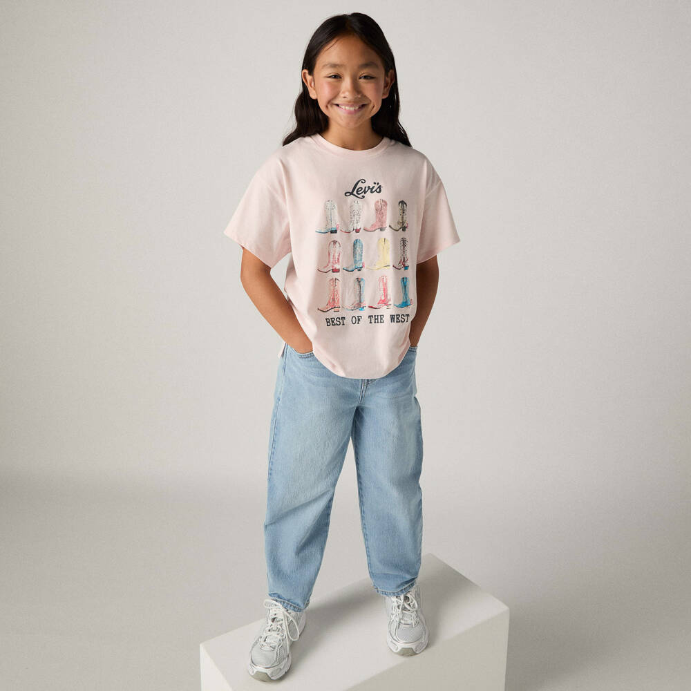 Levi's-Girls Blue Washed Denim Baggy Barrel Jeans | Childrensalon Outlet