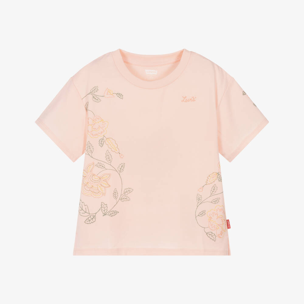 Levi's-Girls Blush Floral Embroidered Tee | Childrensalon Outlet