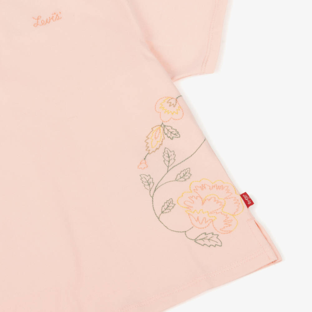 Levi's-Girls Blush Floral Embroidered Tee | Childrensalon Outlet