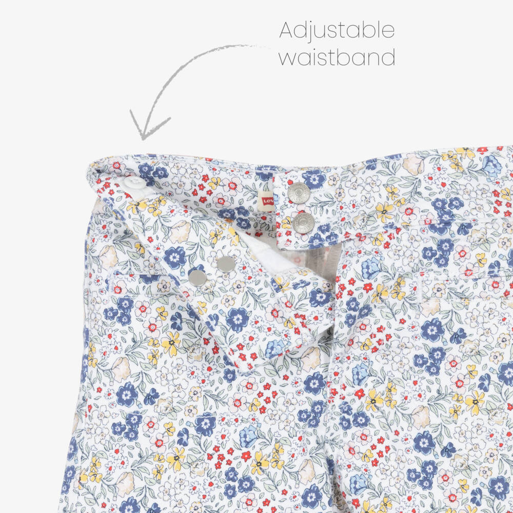 Levi's-Girls' Breezy Blue Floral Twill Shorts | Childrensalon Outlet
