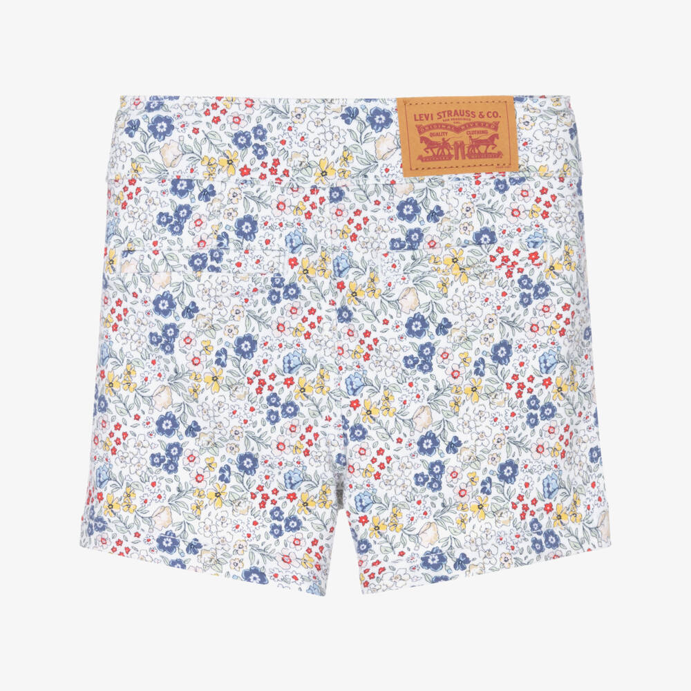 Levi's-Girls' Breezy Blue Floral Twill Shorts | Childrensalon Outlet
