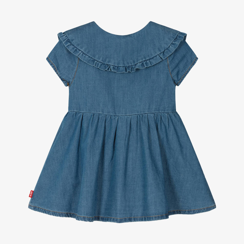 Levi's-Girls Chambray Frock with Floral Trim | Childrensalon Outlet