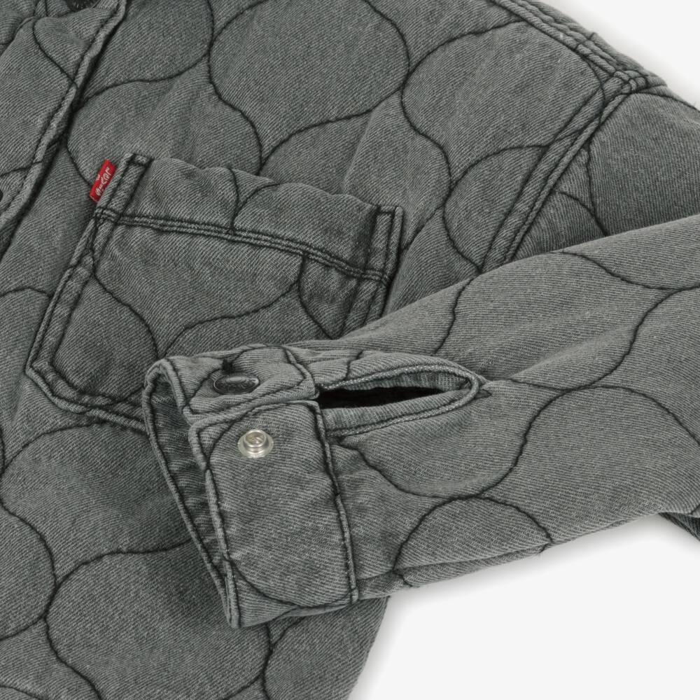 Levi's-Girls Charcoal Padded Denim Jacket | Childrensalon Outlet