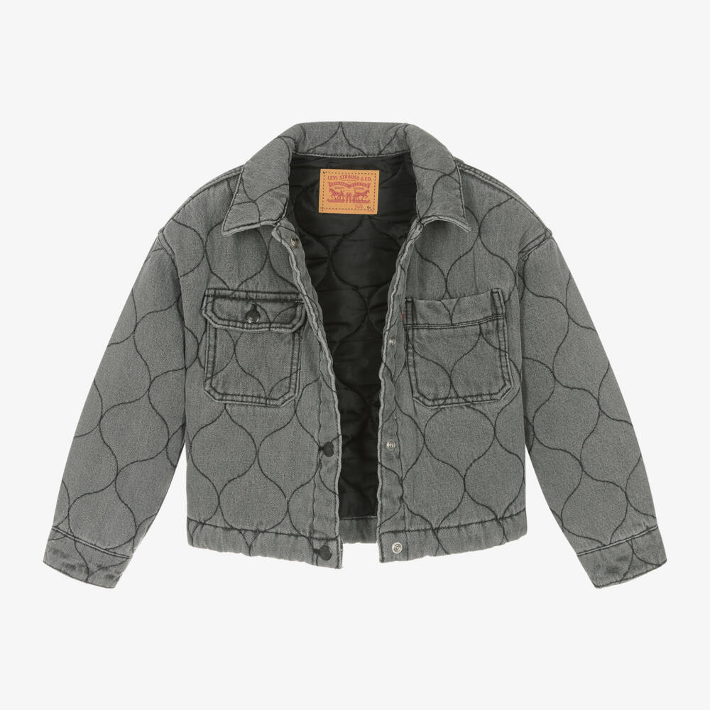 Levi's-Girls Charcoal Padded Denim Jacket | Childrensalon Outlet