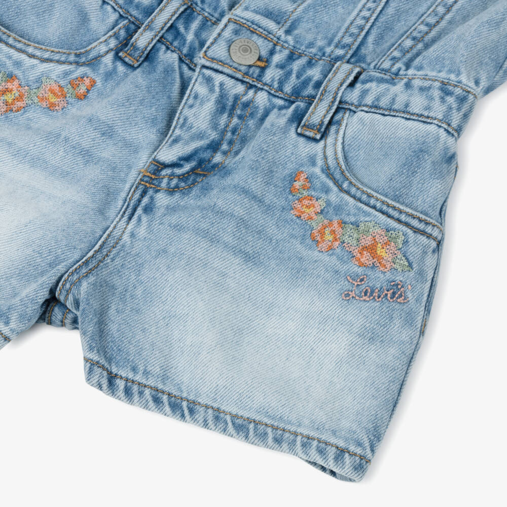 Levi's-Girls Classic Blue Denim Romper | Childrensalon Outlet