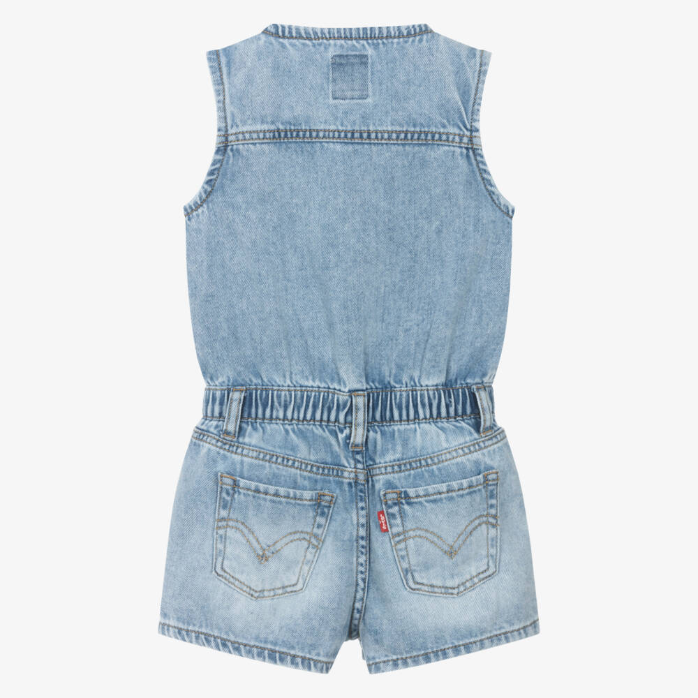 Levi's-Girls Classic Blue Denim Romper | Childrensalon Outlet