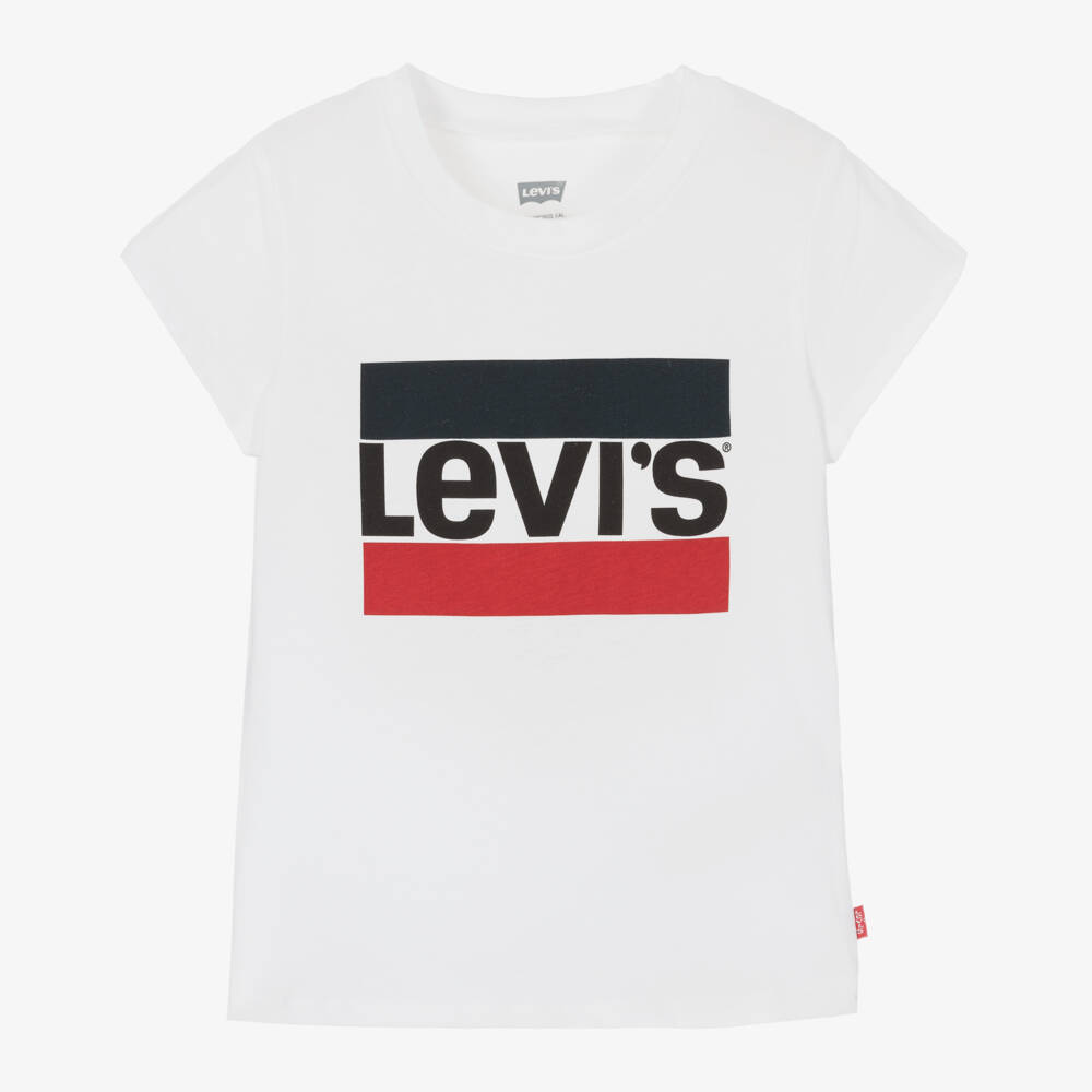 Levi's-Girls Cotton Logo Tee in Pure White | Childrensalon Outlet