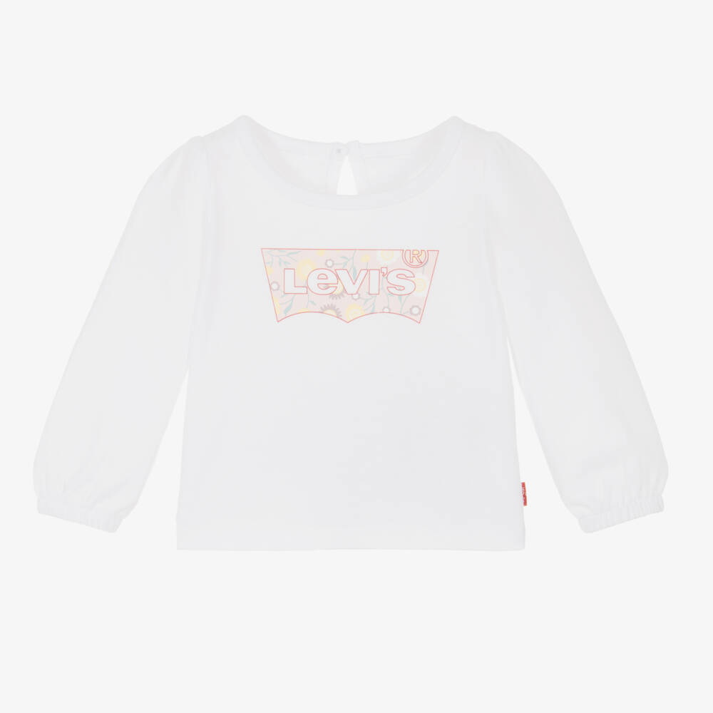 Levi's-Girls Cotton White Batwing Tee | Childrensalon Outlet