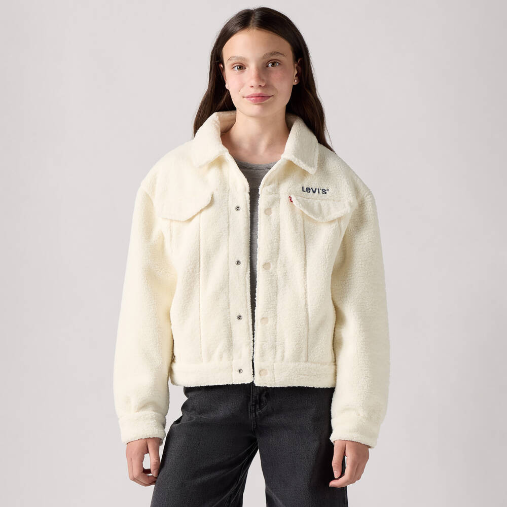 Levi's-Girls Cream Sherpa Fleece Coat | Childrensalon Outlet
