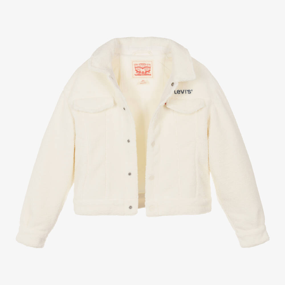 Levi's-Girls Cream Sherpa Fleece Coat | Childrensalon Outlet