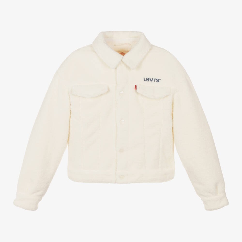 Levi's-Girls Cream Sherpa Fleece Coat | Childrensalon Outlet