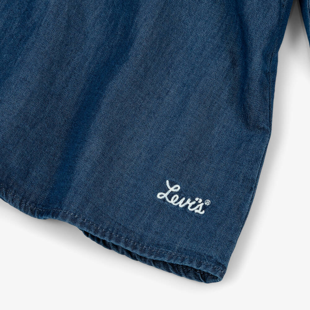 Levi's-Girls Dark Blue Chambray Dress with Ruffle Trim | Childrensalon Outlet
