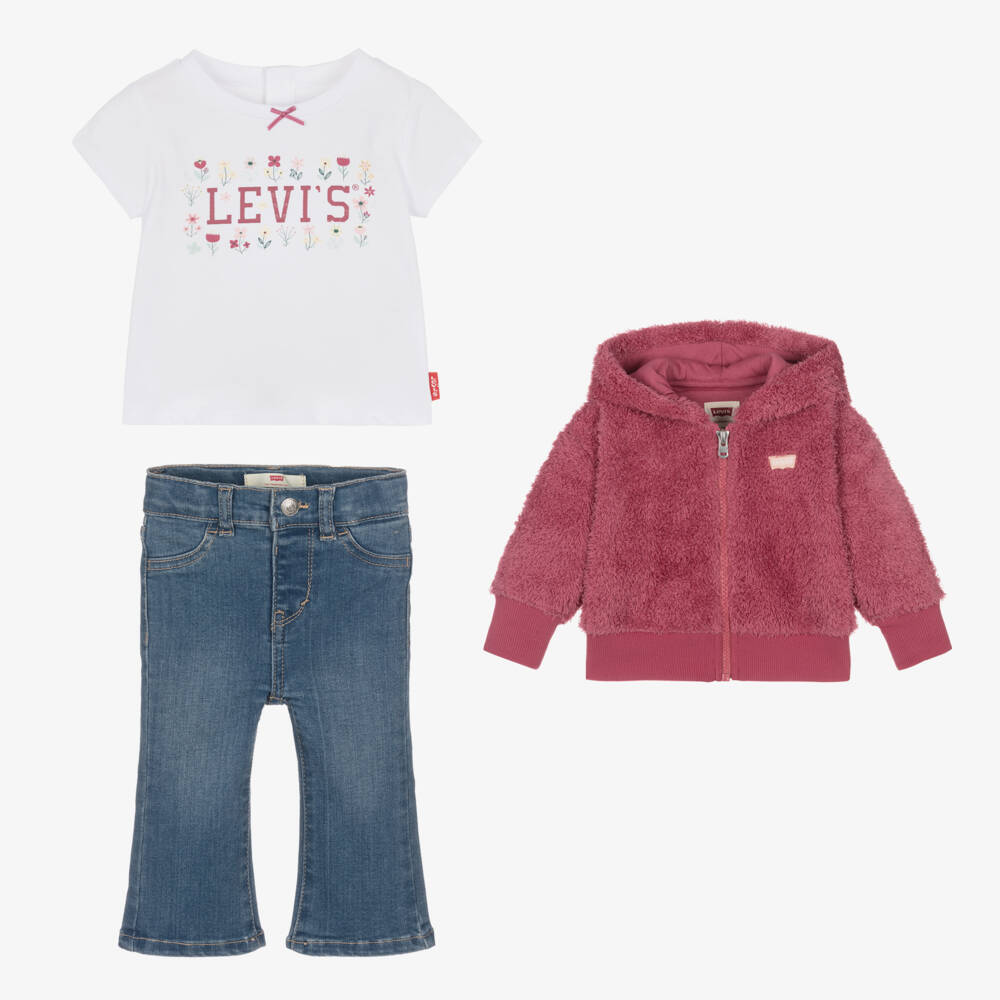 Levi's-Girls Denim Ensemble in Pink & Blue | Childrensalon Outlet