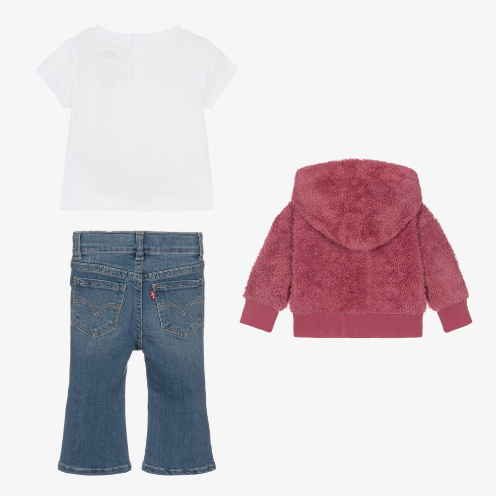Levi's-Girls Denim Ensemble in Pink & Blue | Childrensalon Outlet