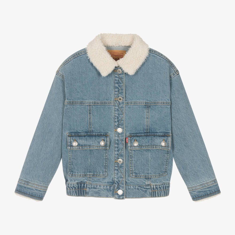 Levi's-Girls Denim Jacket with Fleece Collar | Childrensalon Outlet