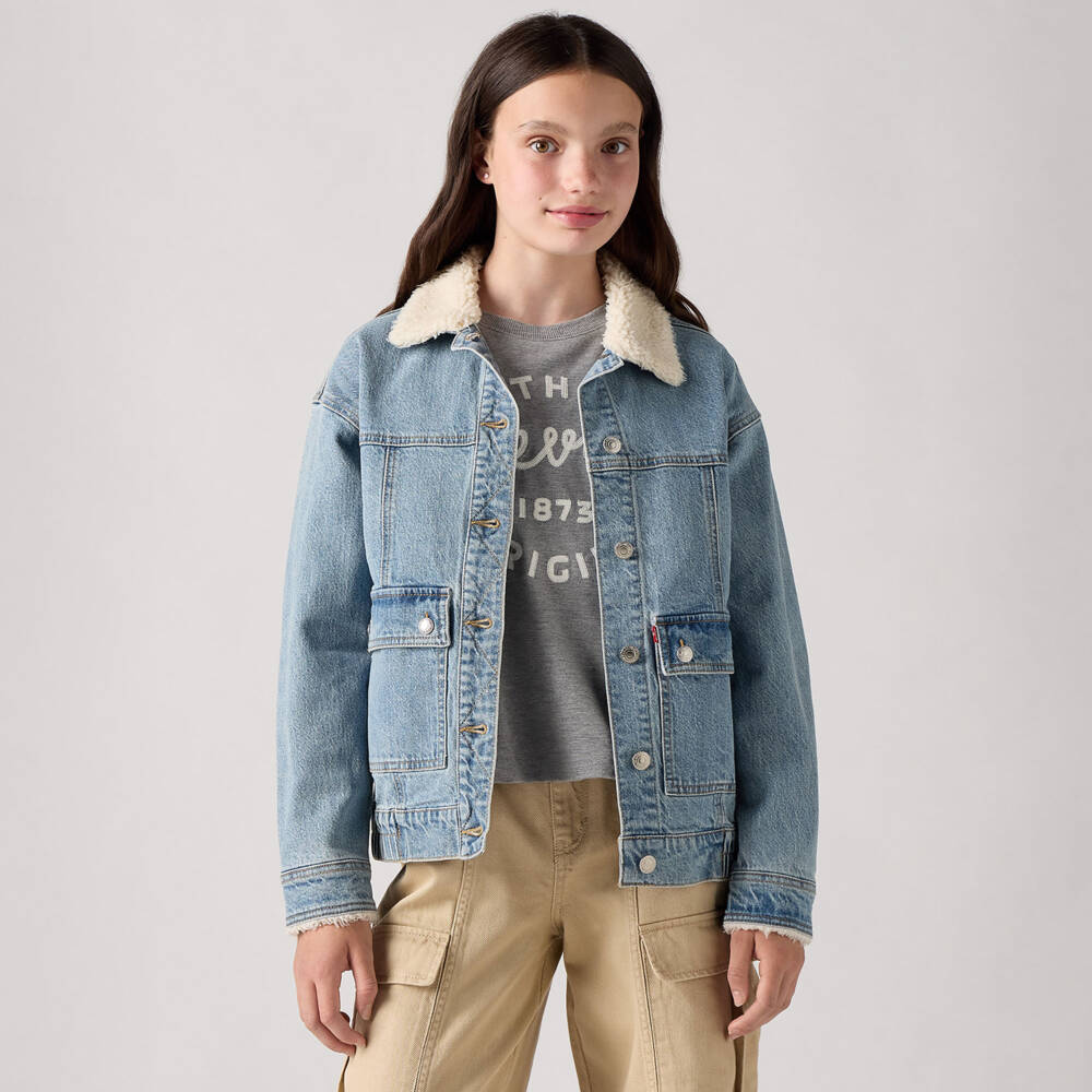 Levi's-Girls Denim Jacket with Fleece Collar | Childrensalon Outlet