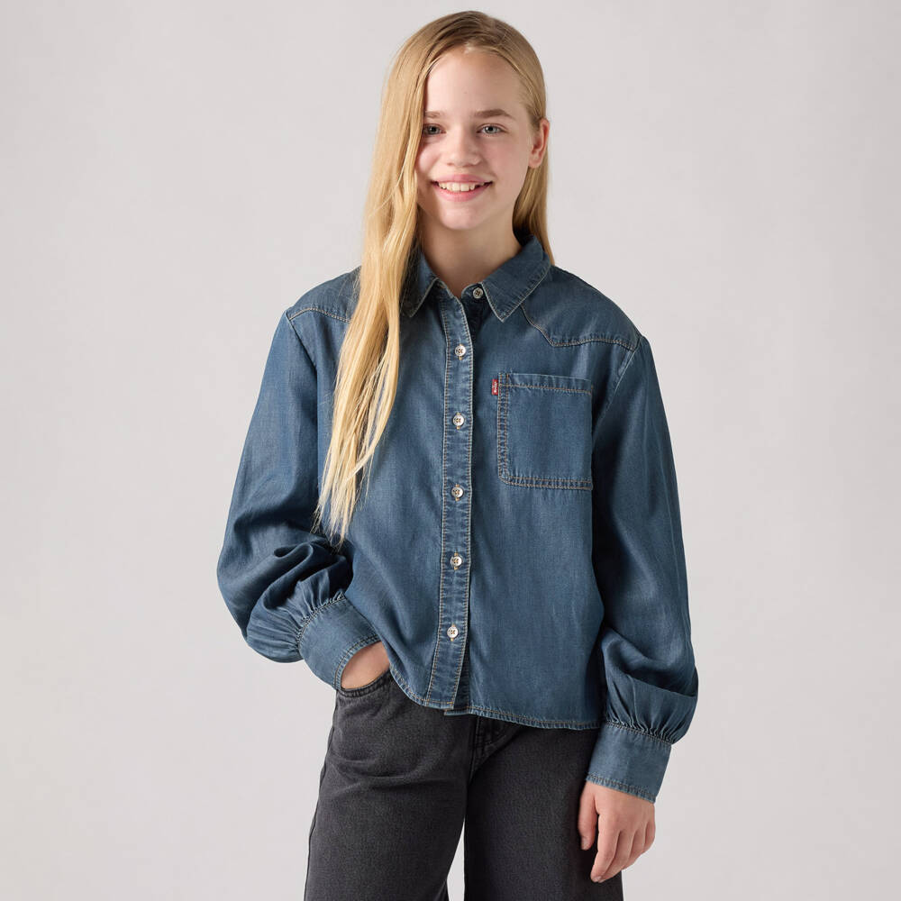 ليفايز-قميص شامبراي لون أزرق للبنات | Childrensalon Outlet