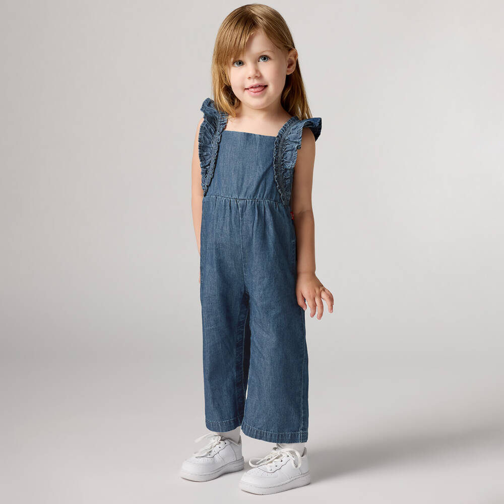 Levi's-Girls Denim Ruffle Jumpsuit | Childrensalon Outlet