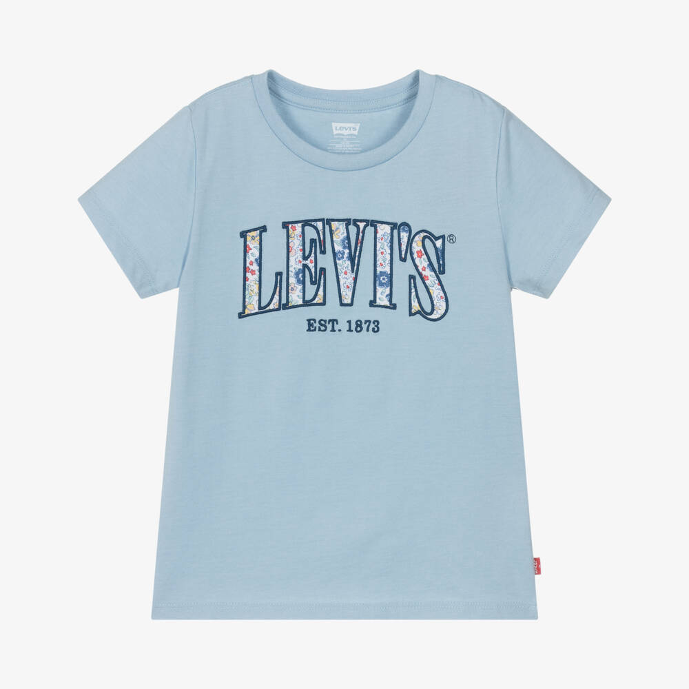 Levi's-Girls Floral Emblem Blue Tee | Childrensalon Outlet