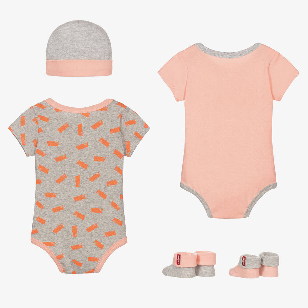 Levi's-Girls Grey Cotton Babysuit Set | Childrensalon Outlet