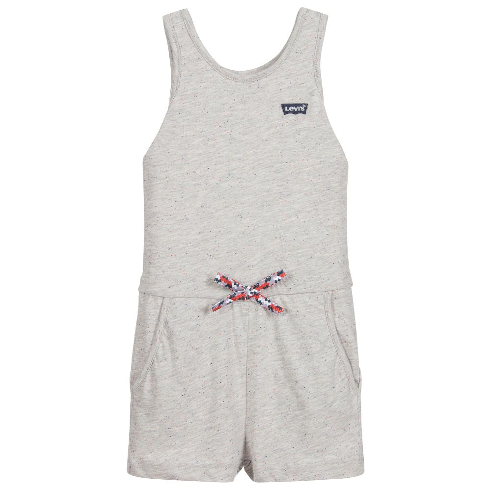 Levi's - Girls Grey Cotton Playsuit | Childrensalon